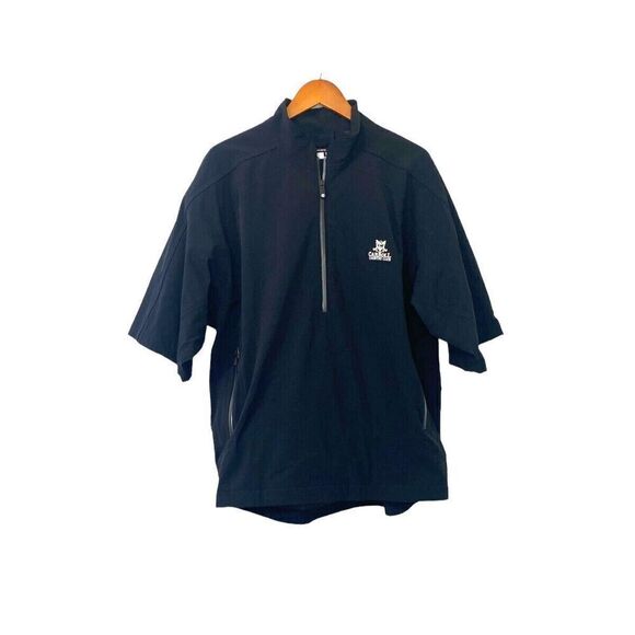 Footjoy Dryjoys Golf Jacket Mens Size L Black Tour Collection 1/2 Zip Carroll CC - Picture 1 of 8